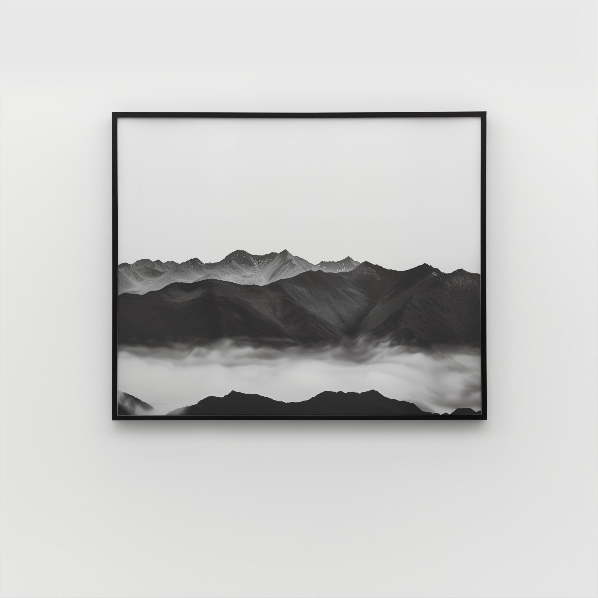 Minimalist Black and White Mountain Landscape Wall Art Prints - Set of 3 Unframed Misty Mountains and Clouds Nature Posters (11x14 in)